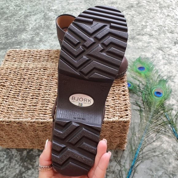 Björk Swedish Comfort Brown Leather Clogs - Picture 3 of 8